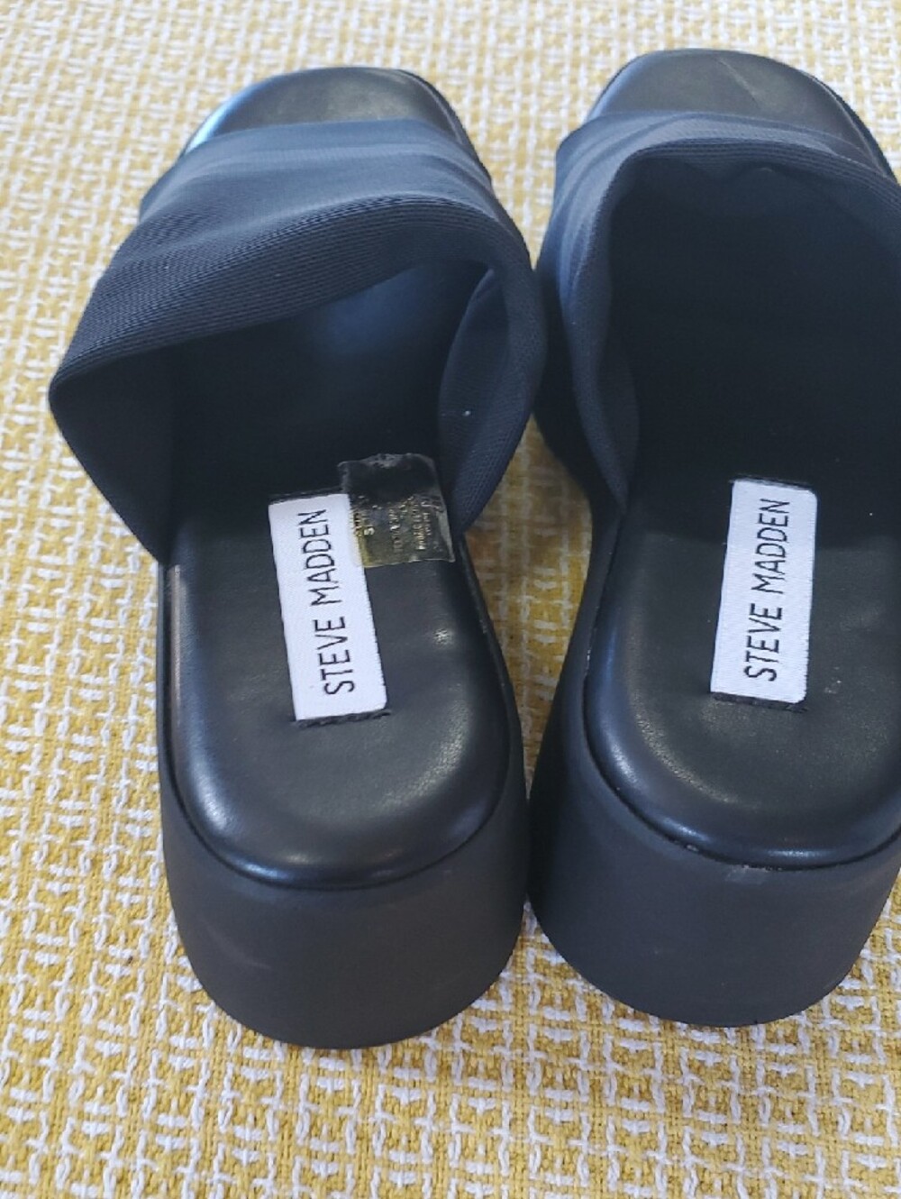 Steve Madden Black Square-Toe Slide Sandals - Picture 4 of 10
